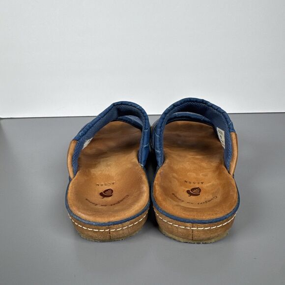 ACORN Comfort On Earth Soft Fabric‎ & Leather Double Strap Slide Sandals Size W6 - Picture 5 of 12